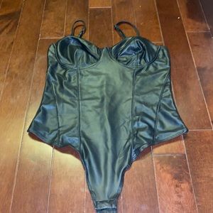 faux leather bodysuit